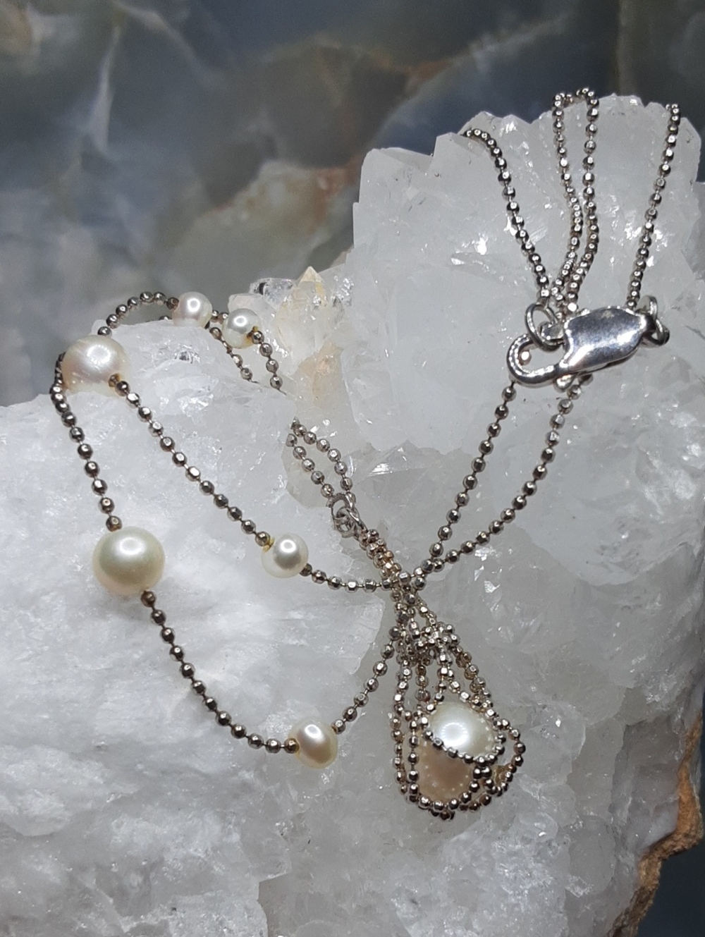 925 caged pearl necklace